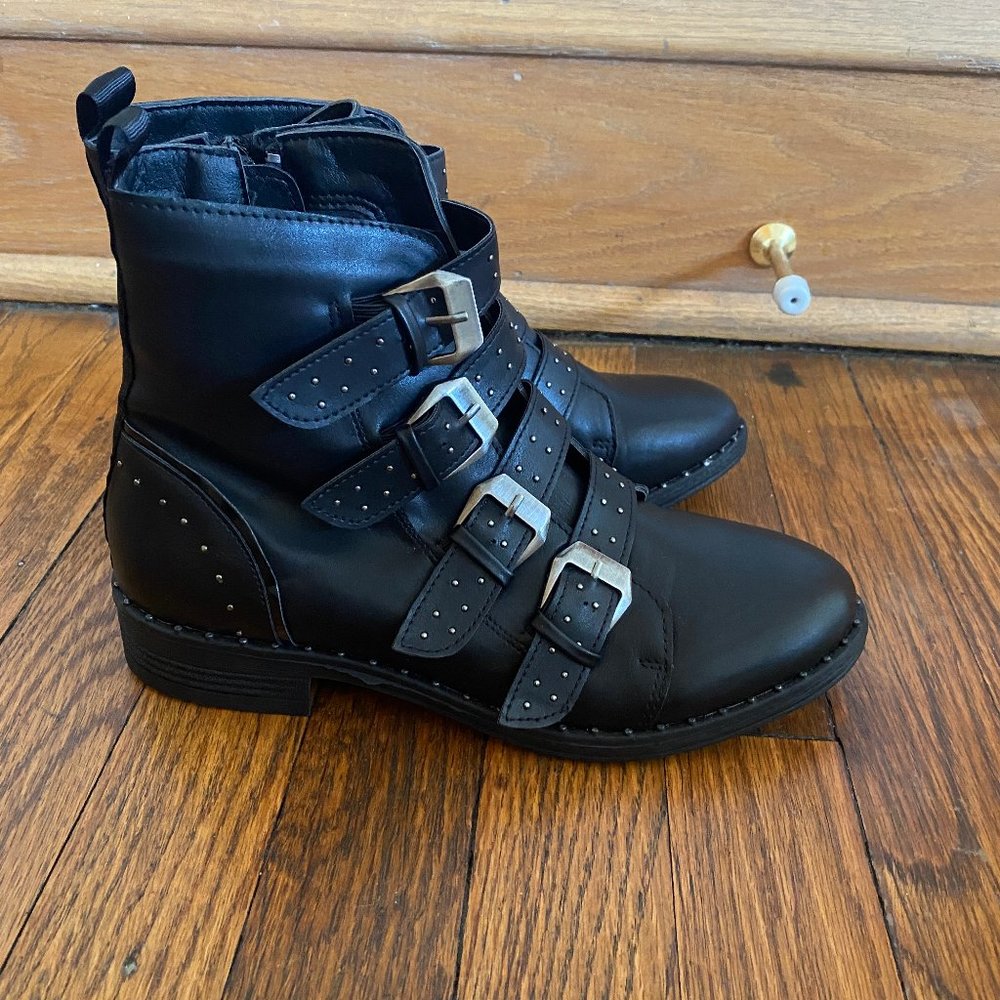 Black studded ankle boots